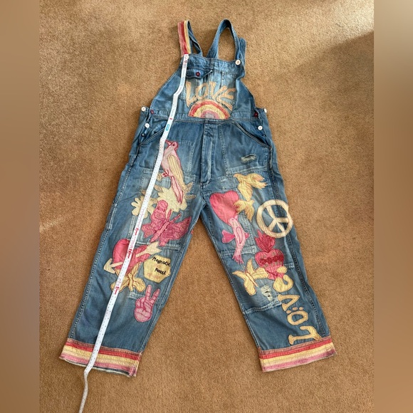 RARE 🦄 NWT Magnolia Pearl Embroidered Love Applique Overalls 032 - Picture 7 of 12
